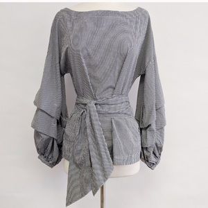 Max Jeans Puffy Sleeve Gingham Top